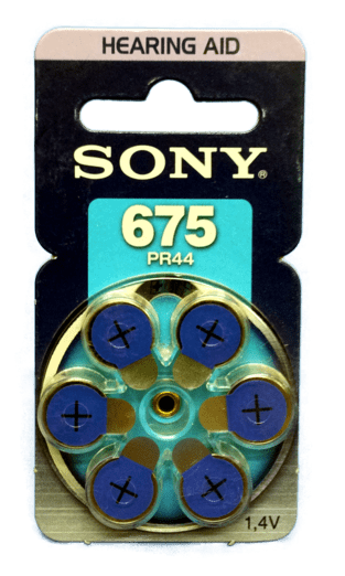 PILA ZINC, SONY, 675 PR44 HEARING AID