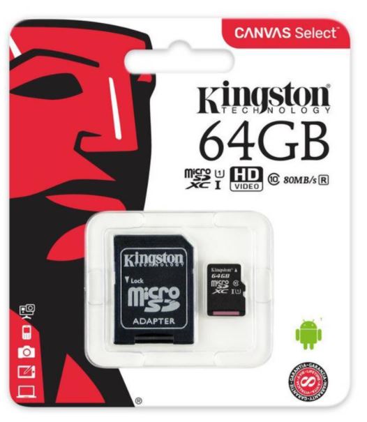 MEMORIA, KINGSTON, MICRO SD 64GB GCO