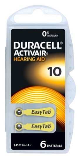 PILA ZINC, DURACELL, 10 PR10 HEARING