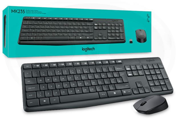 TECLADO, LOGITECH, KIT + MOUSE MK235 WIFI