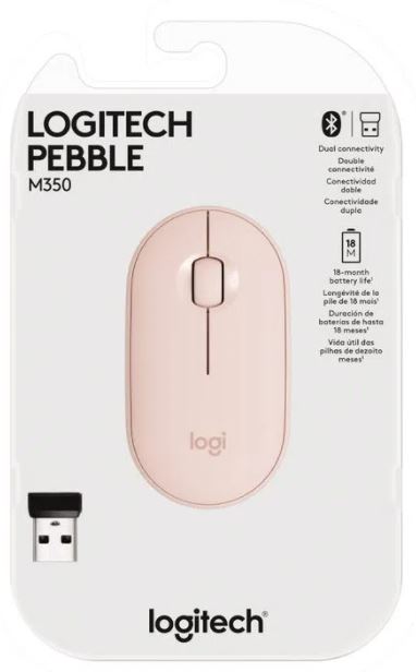 MOUSE, LOGITECH, PEBBLE M350 WIFI/BLUETOOTH ROSE