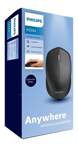 MOUSE, PHILIPS, M344 NEGRO WIFI