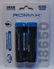 PILA RECARG, ROMAX, 2200 MAH 3.7V 18650